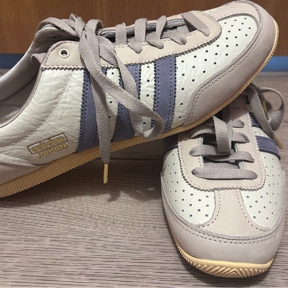 adidas Shoes - adidas Beige and Blue Japan Leather Sneakers